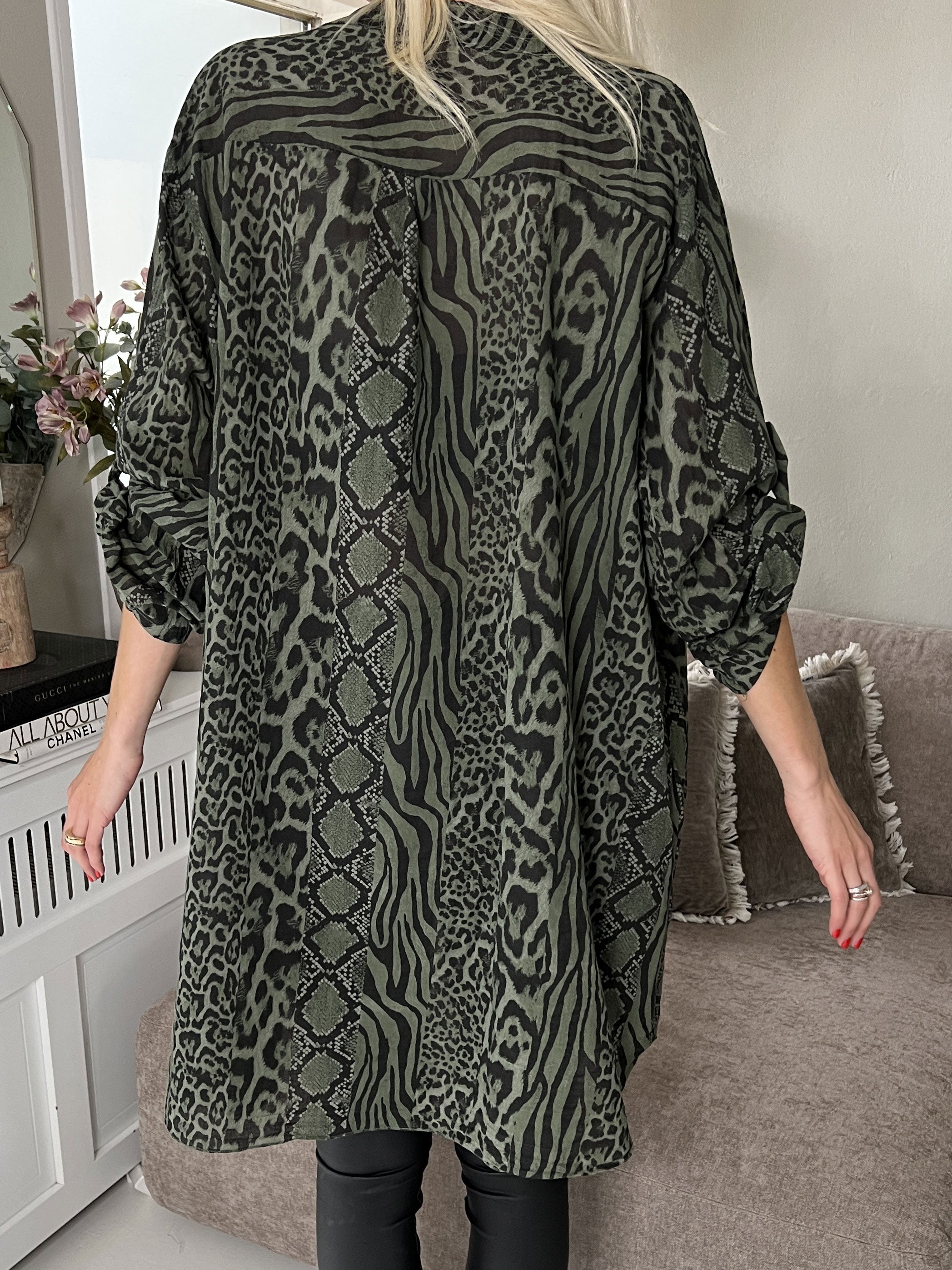 Berna Animal - Skjorte i blandet dyreprint med lommer